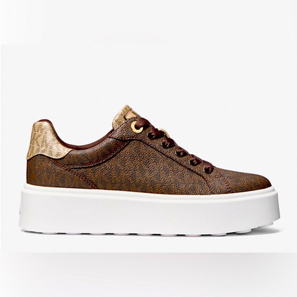 Metallic Two-Tone Signature Logo Platform Sneaker. Size 7 - Picture 4 of 7